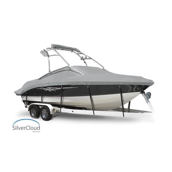 Eevelle Boat Cover DECK BOAT Ski Tower, Outboard Fits 20ft 6in L up to 102in W Silver SCDKSK20102B-SLR - main